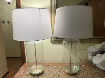 Pair Of Blown Glass Table Lamps