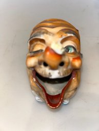 1940's Majolica Ashtray, Old Man's Face With A Bee On His Nose - Ashtray