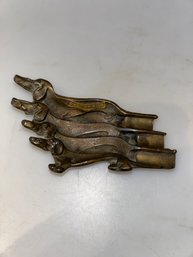 Antique Art Deco Dachshund Dog Cast Metal Figural Ashtray