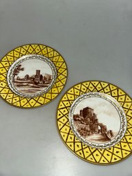 Pair Of Decorative Italian Scene Plates