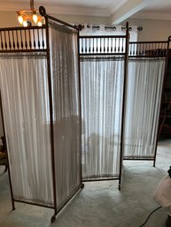 Antique Circa 1800's Oak Victorian Dressing Screen 4 Panels'