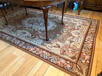 French Aubusson Style Needlepoint Rug With A Floral Design