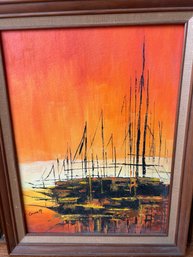 Vibrant Ship Oil Painting