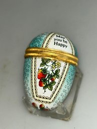 Halcyon Days Enamels 'May You Be Happy' Egg, Trinket Box