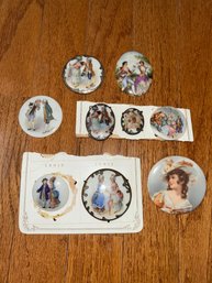 Colonial Man And Woman Brooch Faces