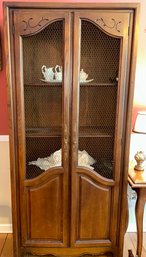 Country French Style Oak Curio Or China Cabinet