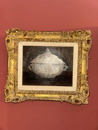Soup Tureen Oil Painting In Ornate Frame