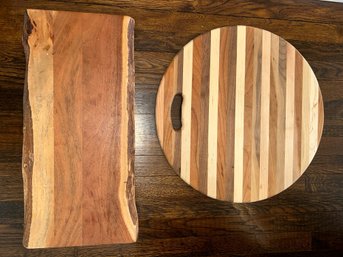 Pair Of Wood Cutting Boards / Trays