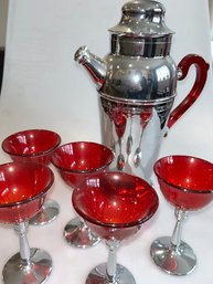 Chrome & Red Cocktail Set