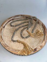Wooden Tray With Bead Decor