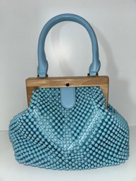 OLGA BERG Marlo Ball Mesh Handle Bag In Blue