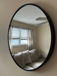 Black Metal Round Wall Mirror