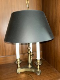 Vintage Brass Bouillotte-style Table Lamp With A Black Shade