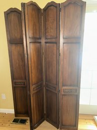 Vintage Wooden Four-panel Room Divider.