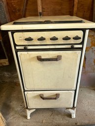 Vintage Cream And Black Enamel Gas Stove 1940s