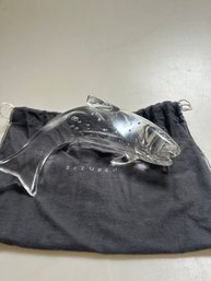 Signed Steuben Clear Crystal Figural Swimming Trout