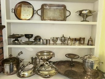 Large Lot Of Assorted Silver Plate