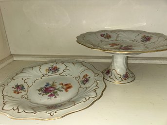 Vintage Weimar Jutta Pattern Porcelain Cake Plates