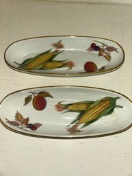 Vintage Royal Worcester Evesham Corn On The Cob Dishes