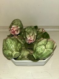 Vintage Italian Ceramic Artichoke Basket Bowl