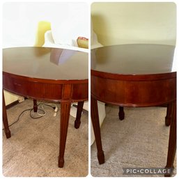 Pair Vintage Bombay Company Oval Burlwood Accent Side Tables