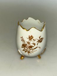 Limoges Gold Leaf Small Egg Shaped Vase With Feet