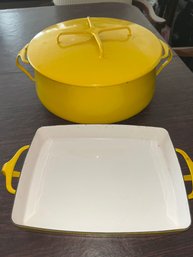 Vintage Dansk Kobenstyle Enameled Lidded Casserole Dish & Pan