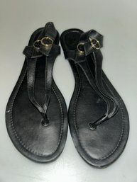 Tory Burch Minnie Travel Sandals -black Leather. Size 11