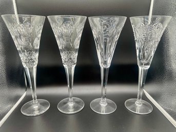 Lot Of FOUR Waterford Crystal Toasting Flutes Mixed Patterns