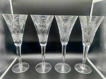 Lot Of FOUR Waterford Crystal Champagne Toasting Flutes Angels, Starburst