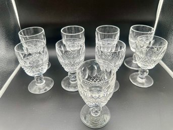 Lot Of NINE Waterford Crystal Short Stem Claret Wine Glasses 4 Inches