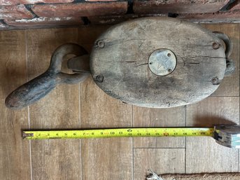 Antique Wooden Block And Tackle Pulley
