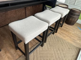 Lot Of Three Backless Saddle-style Counter Stools