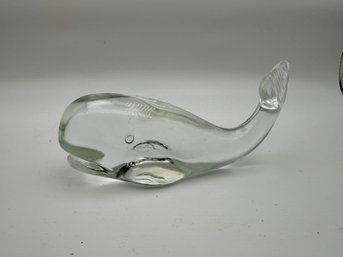 Glass Whale Paperweight