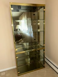 Vintage Hollywood Regency-style Brass And Glass Illuminated Curio
