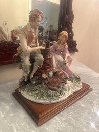 Vintage Italian Capodimonte Porcelain Figurine Couple At The Well