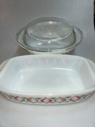 Vntg. Schott&Gen Milkglass Covered Casserole  & Baking Dish