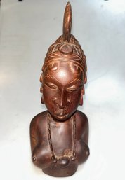 Vintage African Fulani Hand Carved Wooden Woman Tribal Sculpture