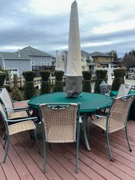Patio Table & 5 Chairs With Umbrella