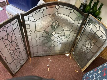 Heavy Glass & Metal Fireplace Screen