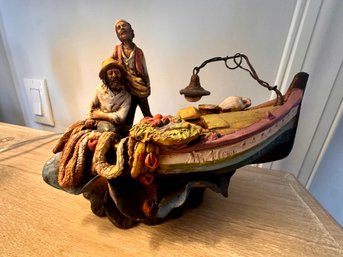 Terracotta Fishing Boat Nautical Figures