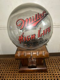Vintage Miller High Life Beer Peanut Or Candy Dispenser Wood & Glass 2 Pieces