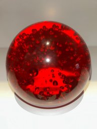 Red Bubbles Glass Paperweight