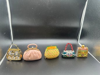 Lot Of FIVE Handbag Trinket Boxes