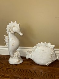 Large Ceramic Sea Horse & Fish