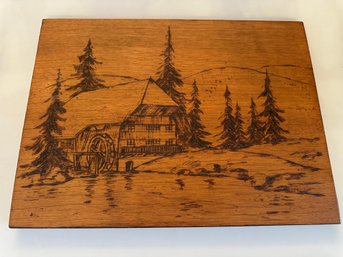 Vintage Wood-burning Pyrography Art Wall Hanging