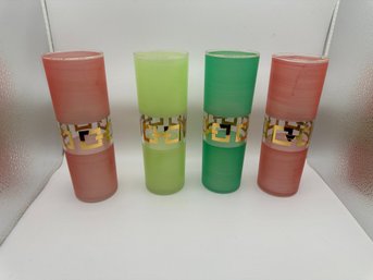 Lot Of FOUR Midcentury Modern Bartlett-Collins Frosted Tom Collins Glasses