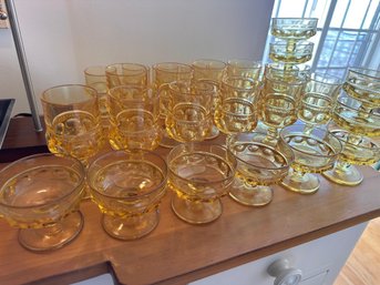 Large Lot Of Yellow Vintage Glassware