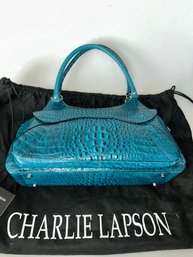 Turquoise Crocodile-embossed Leather Shoulder Bag Is By  Charlie Lapson