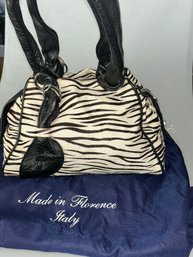 Zebra Print Italian Leather Satchel Purse